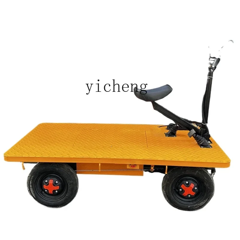 

Zz electric flatbed truck construction site pulling cargo load four-wheel upside down donkey hand push stall truck