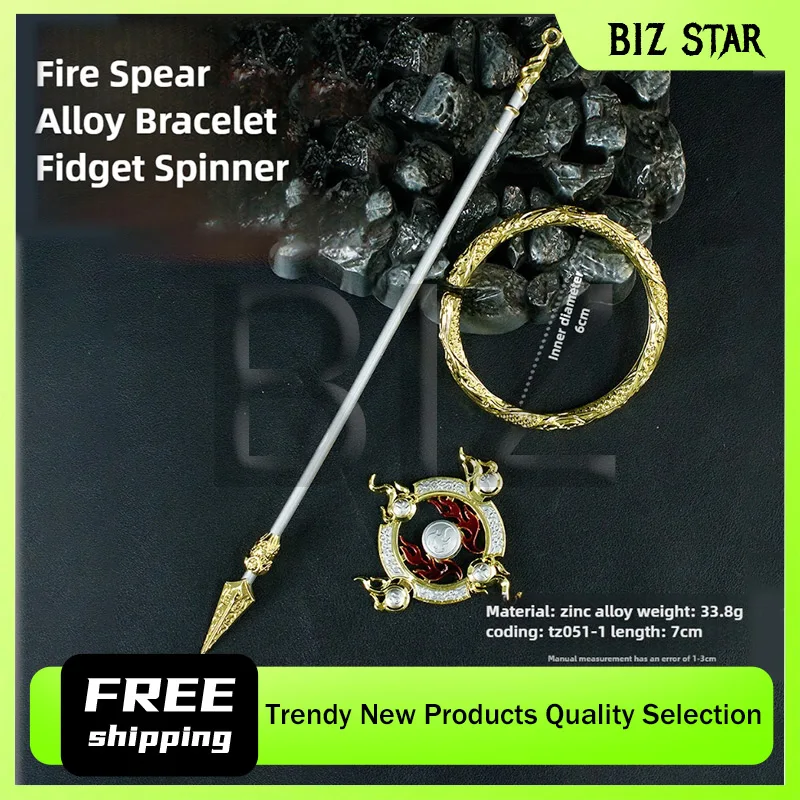 22 cm/8,66 pouces Ne Zha jouet lance de feu Qian Kun cercle Bracelet vent roue de feu arme garçon Collection cadeau ornements affichage de bureau