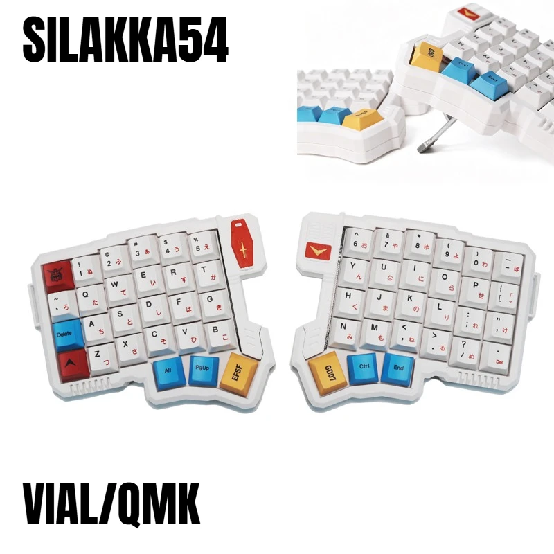 

NEW Silakka54 Split Keyboard with Tenting Legs Adjustable Wired Hot Swap Split Mechanical Keyboard QMK VIAL Keymap Ergonomics