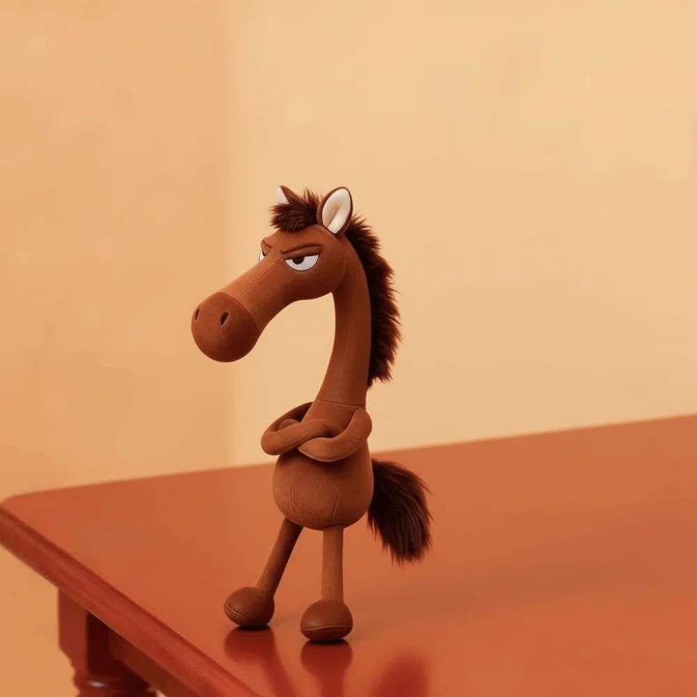 

Cartoon Simulation Horse Stuffed Toy Exquisite Craftsmanship Fantasy Style Pony Doll Cute Design White Black Color