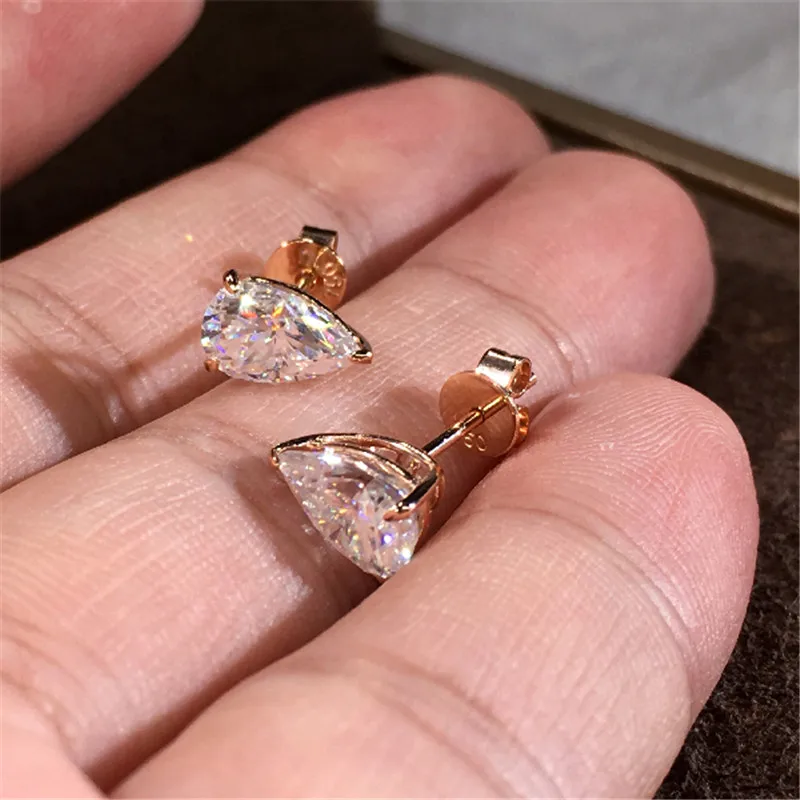Niedliche weibliche weiße Zirkon Stein Ohr stecker Vintage Gold Silber Farbe Hochzeits schmuck für Frauen – Detail 6