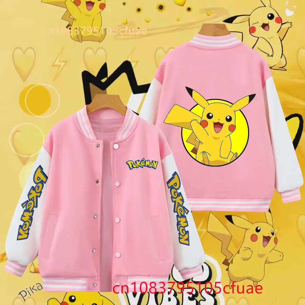 

2025 Pokémons Jackets for Girls Spring Autumn Teen Kids Cartoon Princess Hoodies Pikachus Children's Baseball Uniform Sports Top