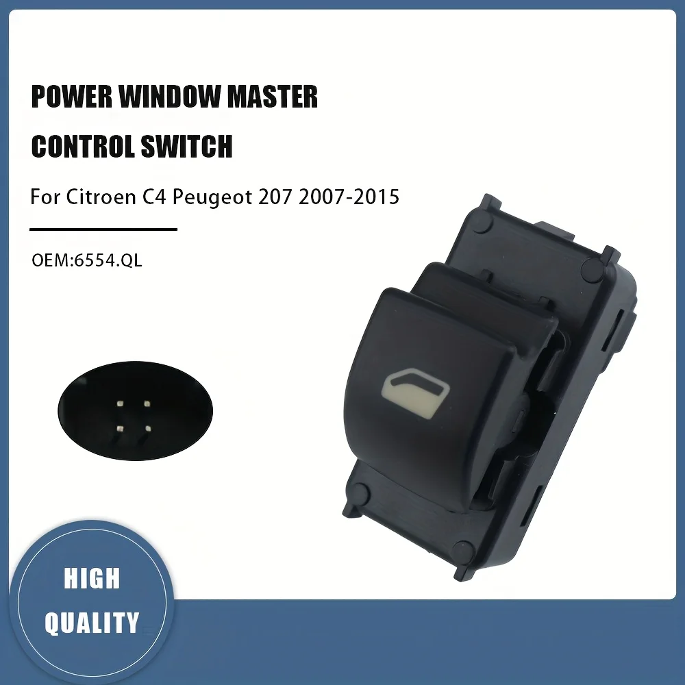 

Control Switch Button for Power Window Lifter, Compatible with for Citroen C4 And for PEUGEOT 207, Model Numbers 6554.QL