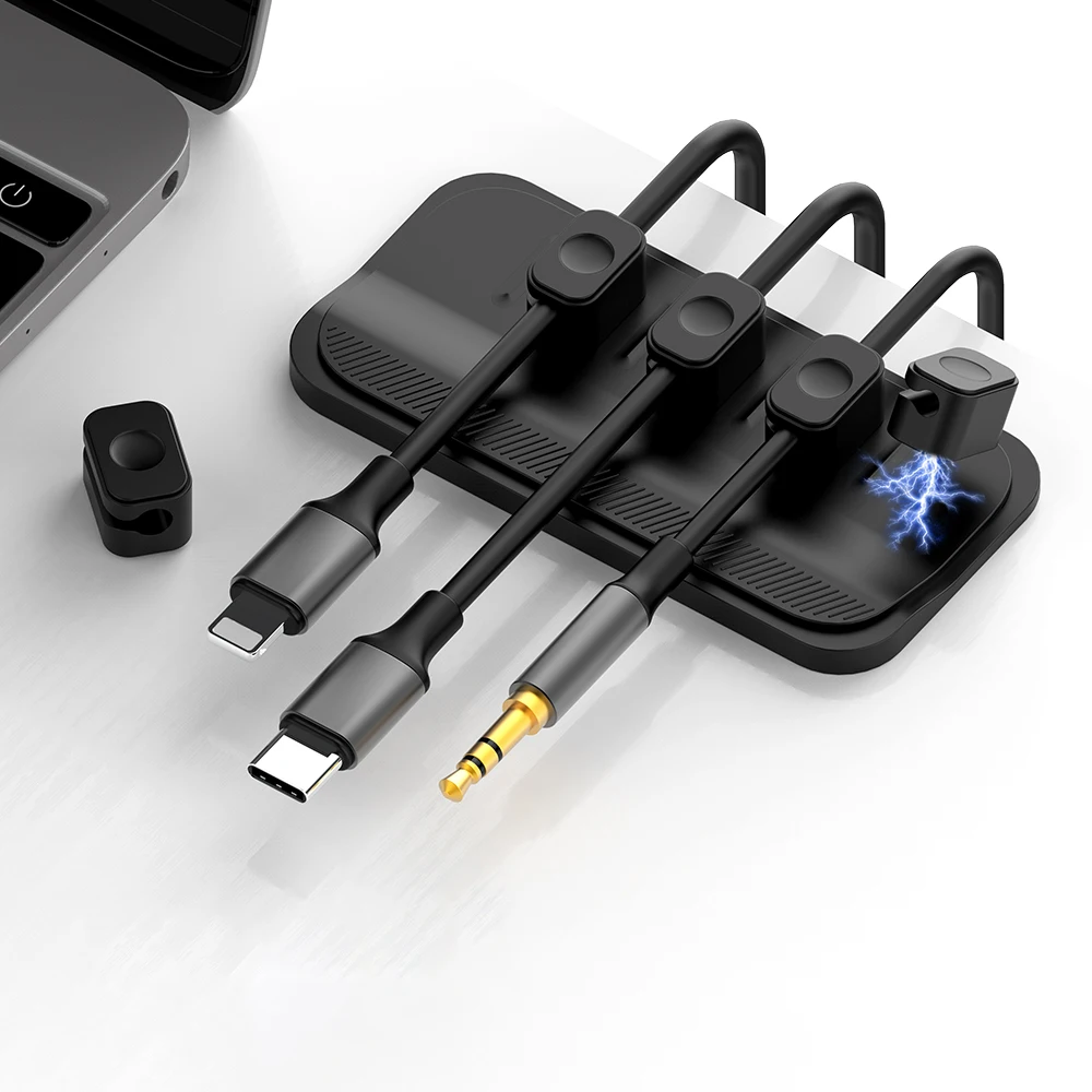 5-Pack Magnetic Cable Clips Ideal Wire Holders for Desktop,  Wall - Perfect for Home Office, Phone, Car Cable Management Clips