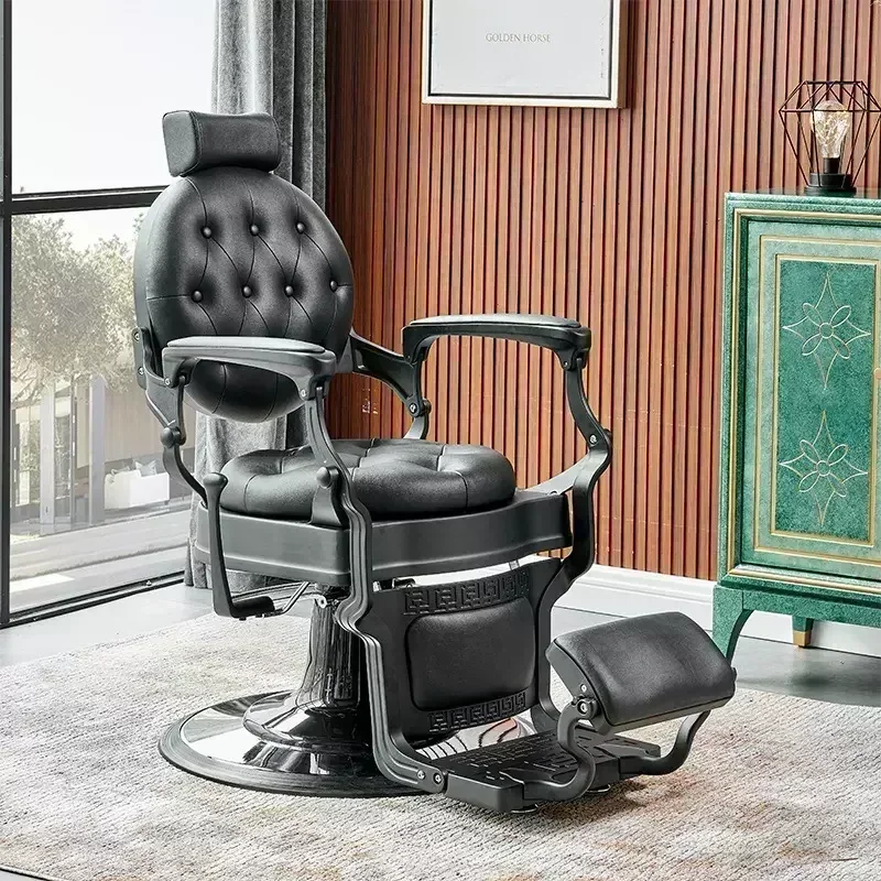 Silla de barbero clásica Belmont, sillón reclinable con bomba hidráulica, color negro, Estilo Vintage, para peluquería