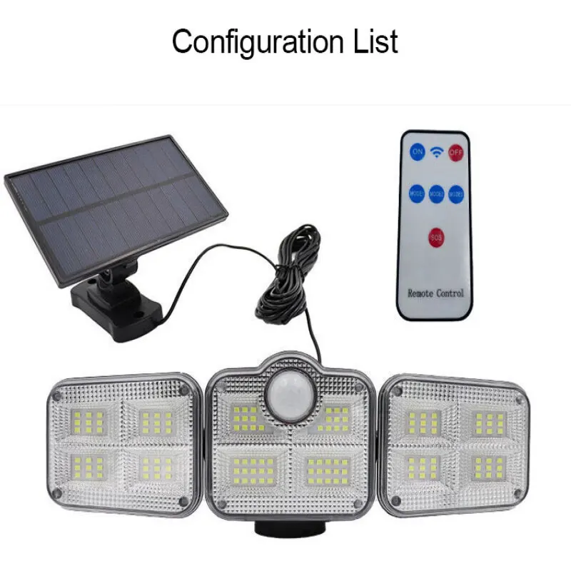 Solar Wall Light Three Heads Split Outdoor Solar Garden Light Body Sensor Lights