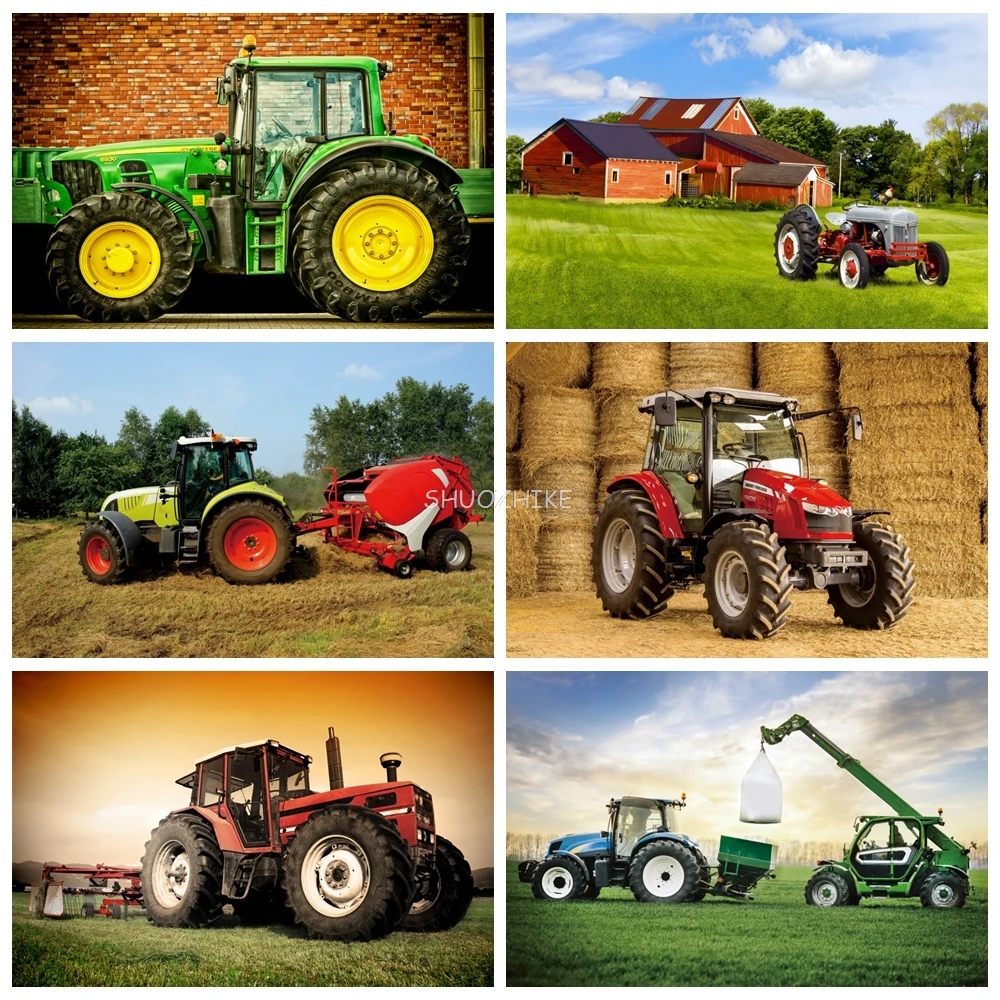 

Farm Tractor Brick Wall Rural Agricultural Portrait Photography Backgrounds Photographic Backdrop Photocall Photo Studio