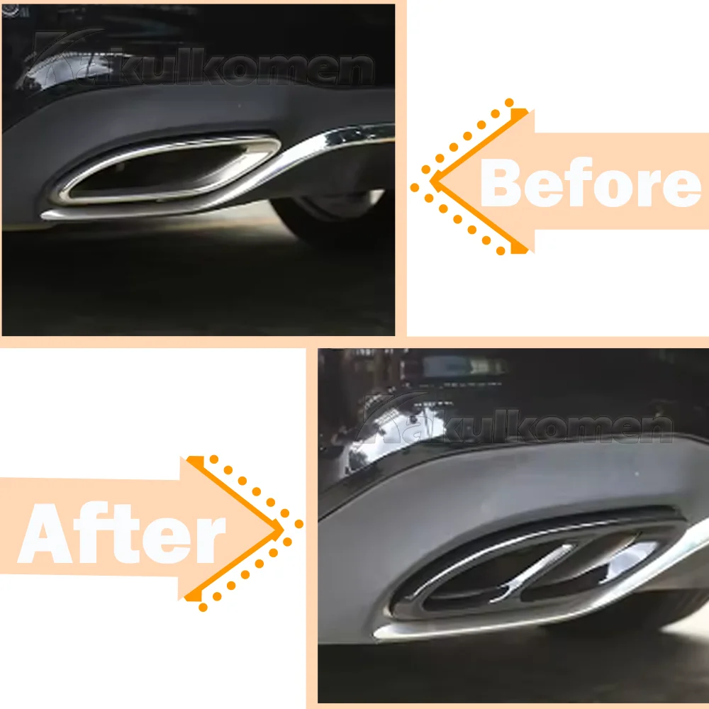 2 Stück silberne Auspuffzierleisten aus Stahl für Mercedes Benz GLC C E-Klasse C207 Coupé 2014-2017 W213 W205 W176 X253 C180 C200 Autoteil – Detail 6