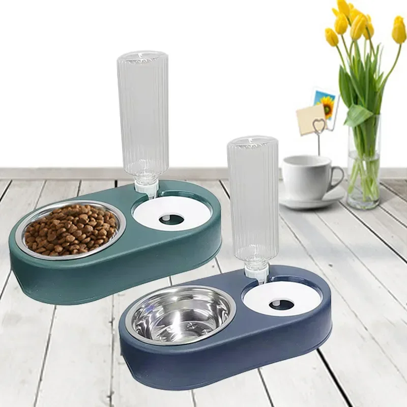 

New Cat Double Automatic Drinking Basin Dog Cat Water Dog Anti-overturning Rice Bowl Pet Supplies