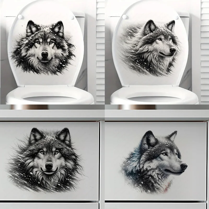 Mystical Snowstorm Wolf   Stickers, Bedroom Entryway Living Room Porch Home Decoration Wall Stickers, Removable Stickers