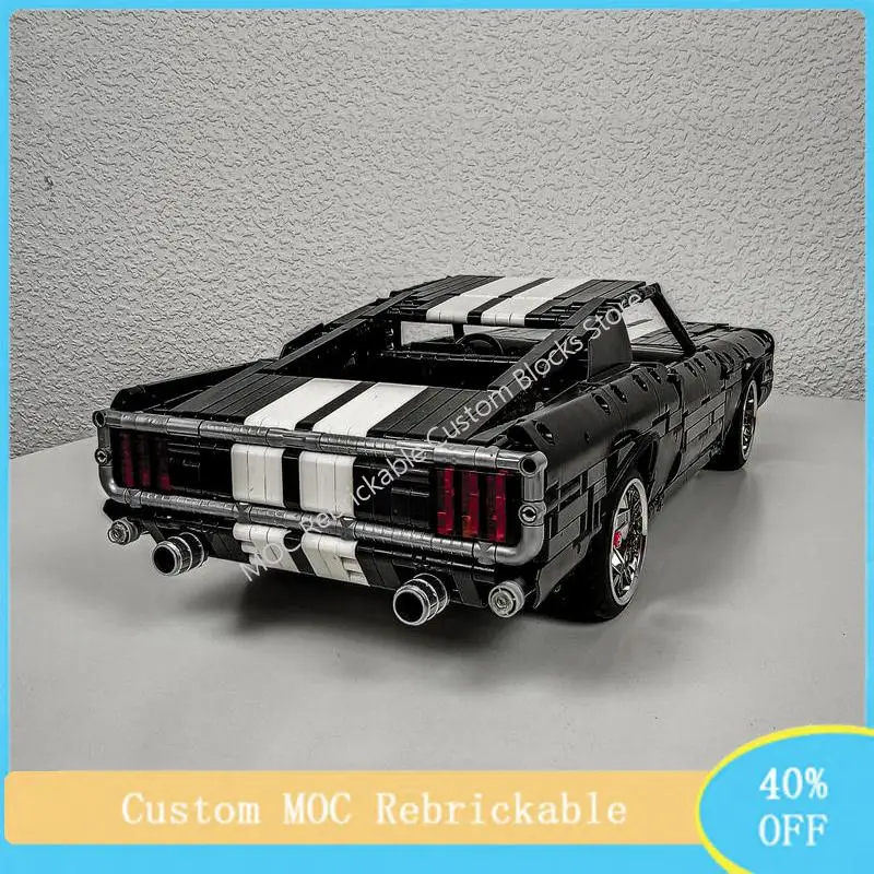 MOC Technical Ford Mustang 1:10 Model Building Blocks Bricks Classic Muscle Race Car Birthday Christmas Educational Toy Gift