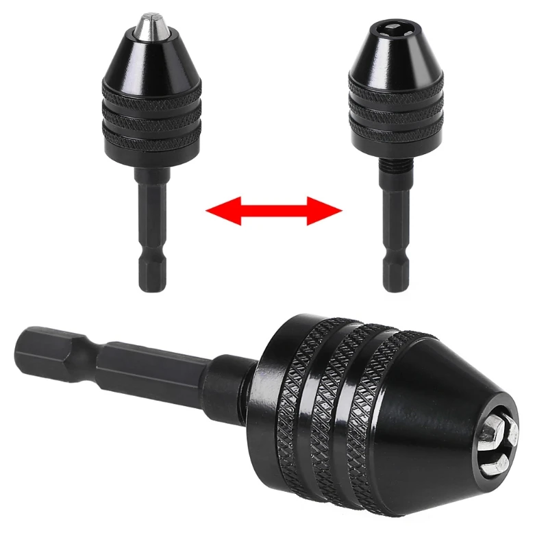 A2UD 1/4" Adapter uchwytu wiertarskiego bez klucza Konwerter Szybka wymiana 0,8-8 mm Chwyt sześciokątny
