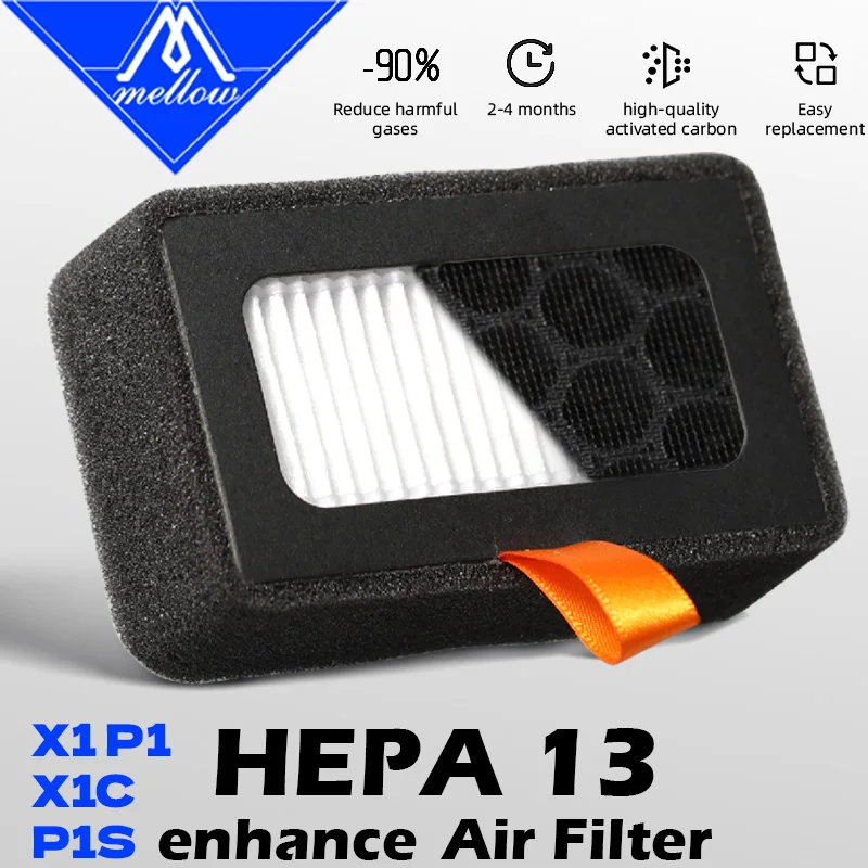 

Hot Sale Mellow HEPA13 + Activated Carbon Air Ultra Filter For Bambu Lab X1C / X1E / P1P / P1S Series For 3D Printer Parts