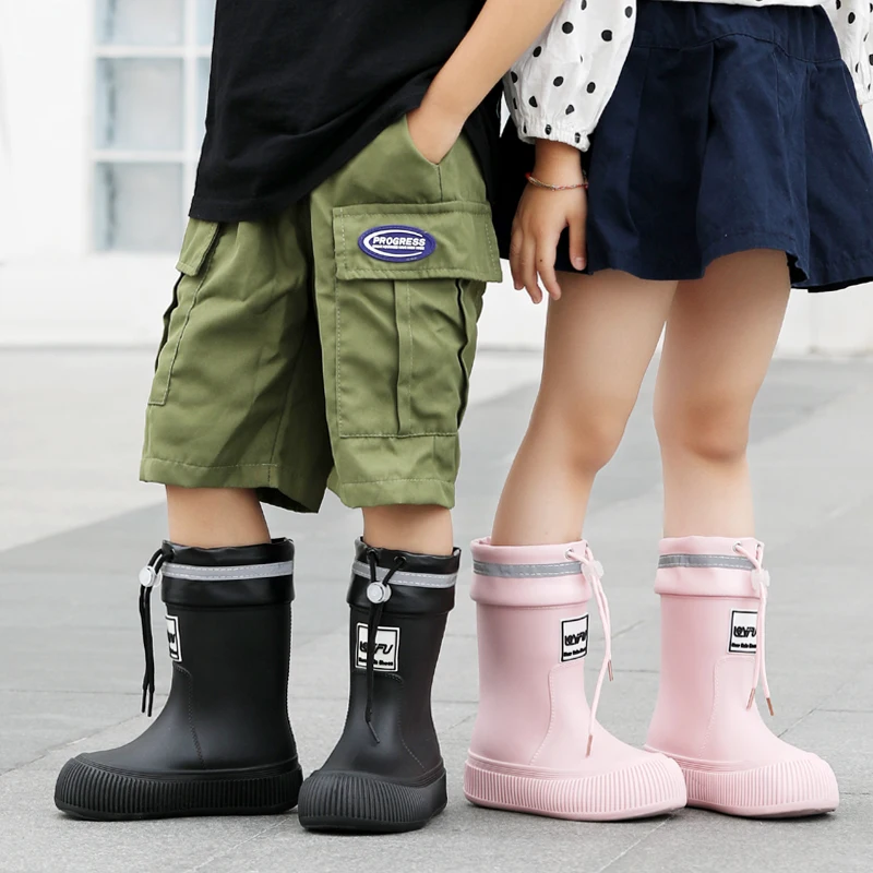 Rain Boots for, Boys and Girls Plus Size Fashion Non-Slip Waterproof Shoes ,Drawstring Waterproof Cute Wear-Resistant Rain Boots