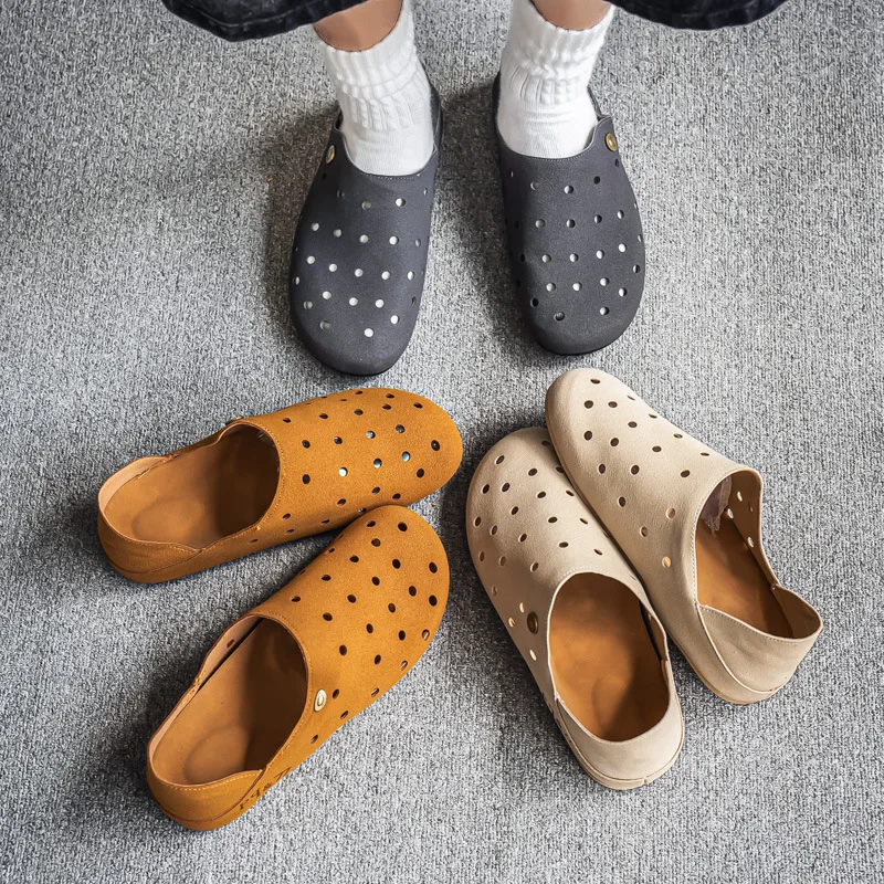 Men's Summer Breathable Clogs Slip-On Lightweight Soft Sole Comfortable Anti-Slip Beach Shoes Plus Size 45 46 Designer Sandals