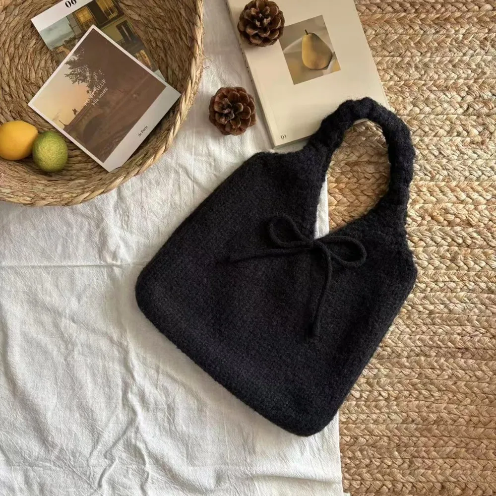 

Персонализированная разноцветная вязаная сумка-клатч с узором «зигзаг», мягкая вязаная сумка на запястье, вместительная милая вязаная сумка через плечо для повседневного использования