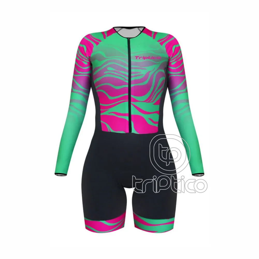 2022 Women's Triathlon Long Sleeve Cycling Jersey Sets Skinsuit Maillot Ropa Ciclismo Mtb Clothing Bike Jumpsuit Dress Kits