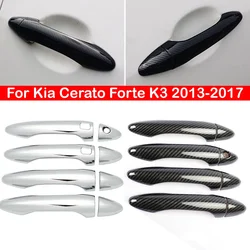 For Kia Cerato Forte K3 2013-2017 Car Carbon Fiber Style Exterior Door Handle Moulding Cover Trim Sticker Decor Auto Accessories