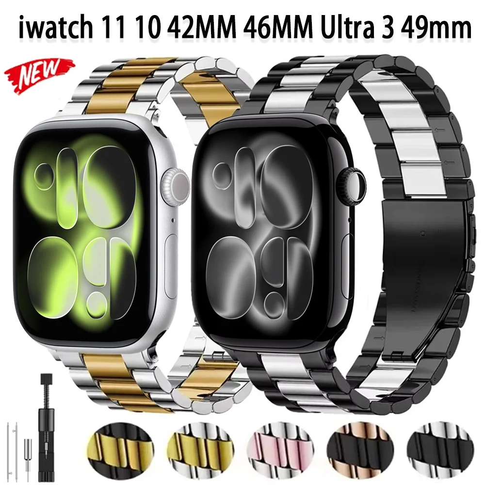 

Металлический ремешок для Apple Watch Ultra 3 49 мм 11 10 9 8 7 42 мм 46 мм 45 мм 41 мм Ремешок из нержавеющей стали Браслет iwatch 6 5 4 SE 44 мм 40 мм