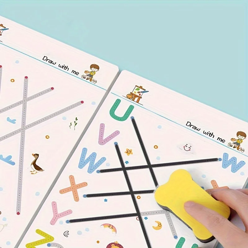 Набор 32-контактных многоразовых блокнотов Magic Practice |     Руководство для развития всего мозга, обучения письму и образования рисования. |     Изучите письма навыкам, бумажный материал, прочная переплет |     Красочные страницы |   Рождественский подарок