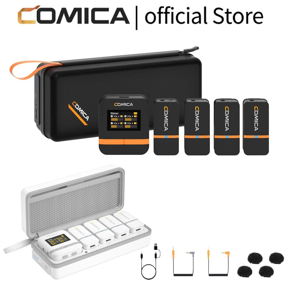 Comica Vimo Q Four-channel Mini Wireless Microphone Wireless Lavalier Microphone With Charging Case for Camera Smartphone PC