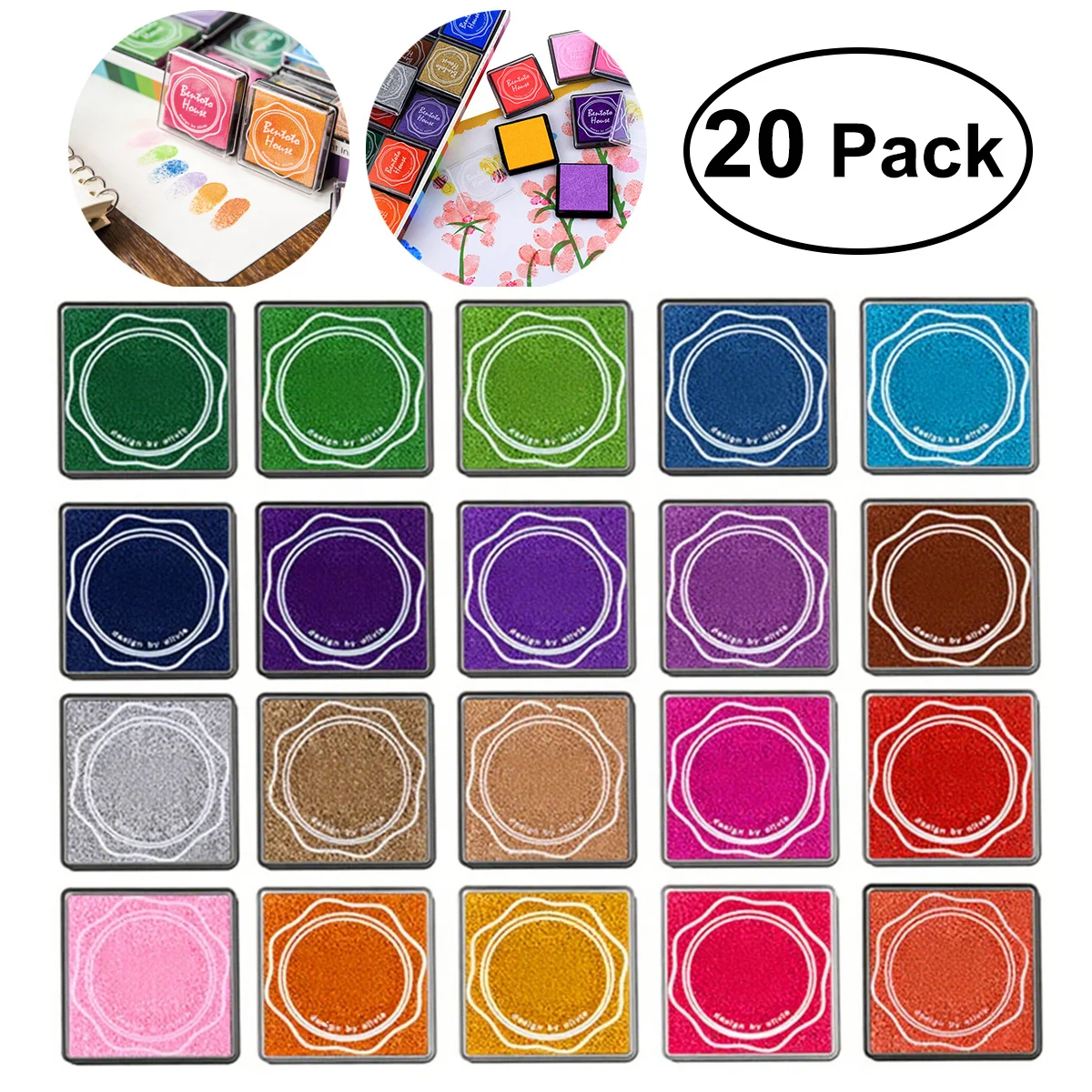 20Pcs Multi-Color Ink Pads for Craft Finger Trees Scrapbooking Stationery Canning Labels Table Decorations
