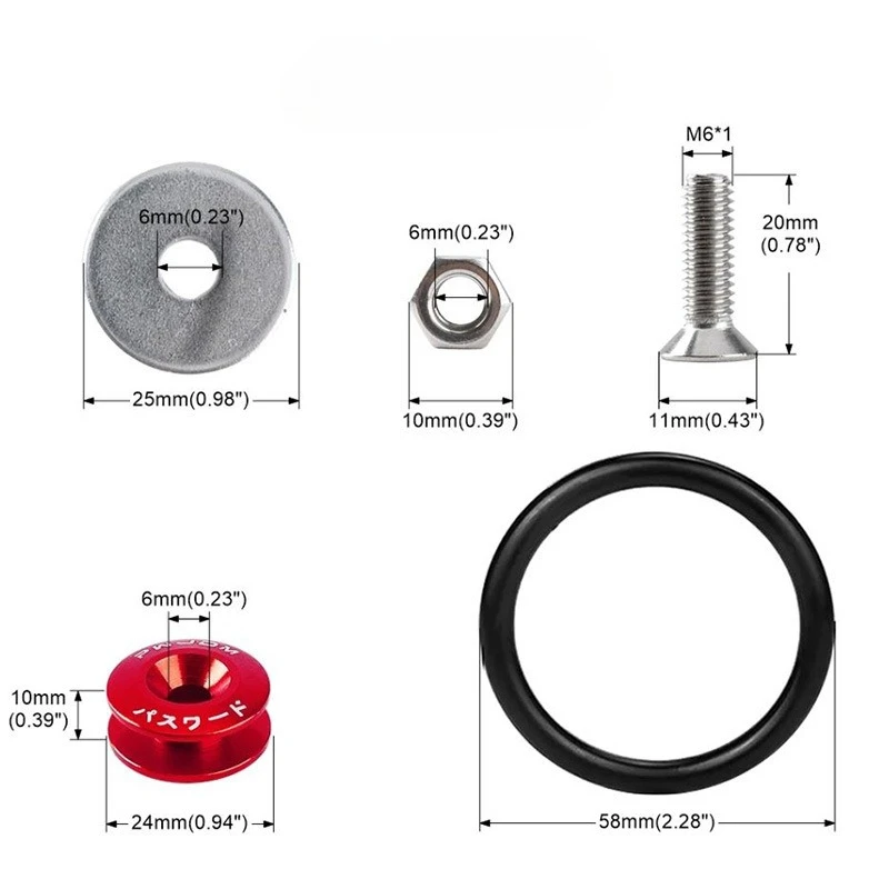 Universal Auto Bumper Quick Disassembly Screws Double Gaskets Aluminum Rubber Body Kit Modification Fastening Part