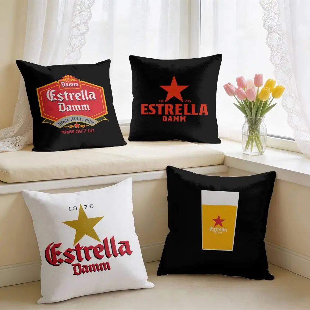 E-Estrella DammS Wine Cushion Cover Square Short Plush Pillow Case Living Room Sofa Home Decor Funda 40X40