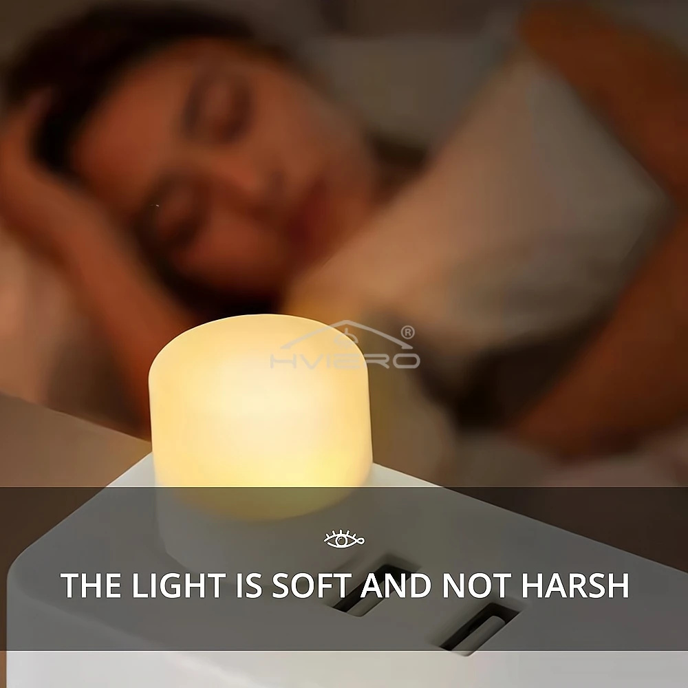 1/10X Small LED USB Plug Lamp Computer Mobile Power Charging Illumination Birthday Present Protection Reading Light Round Night
