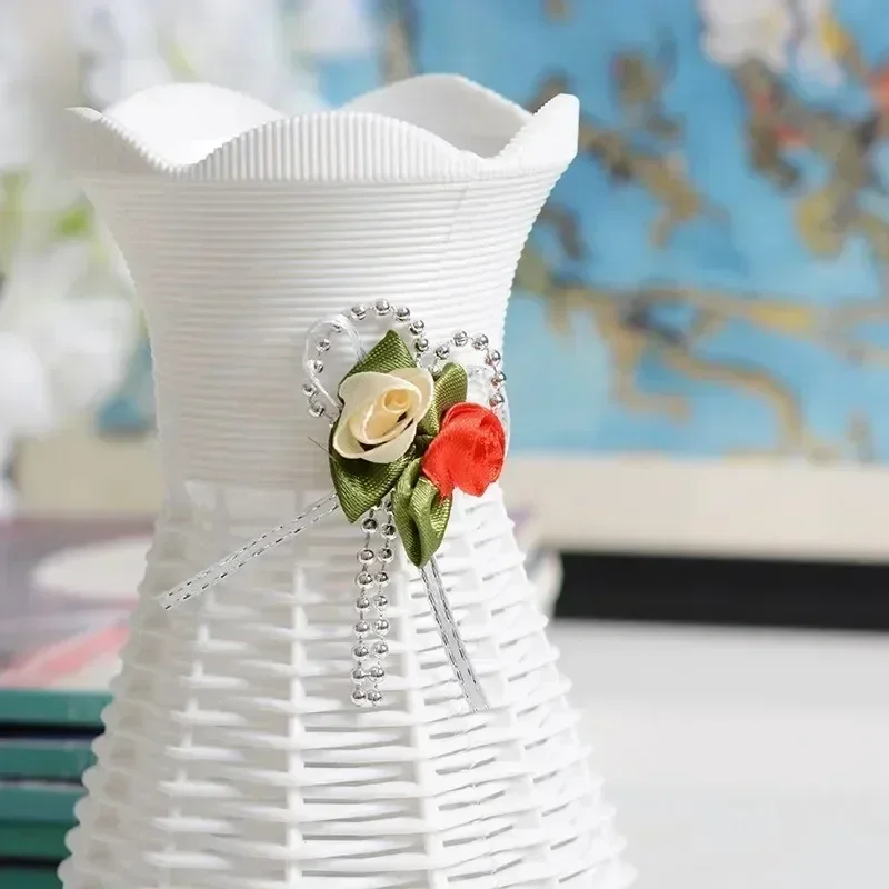 Nordic White Flower Vase Basket Plastic Home Living Room Wedding Party Decoration Ornament Latest Models Flower Pot Basket