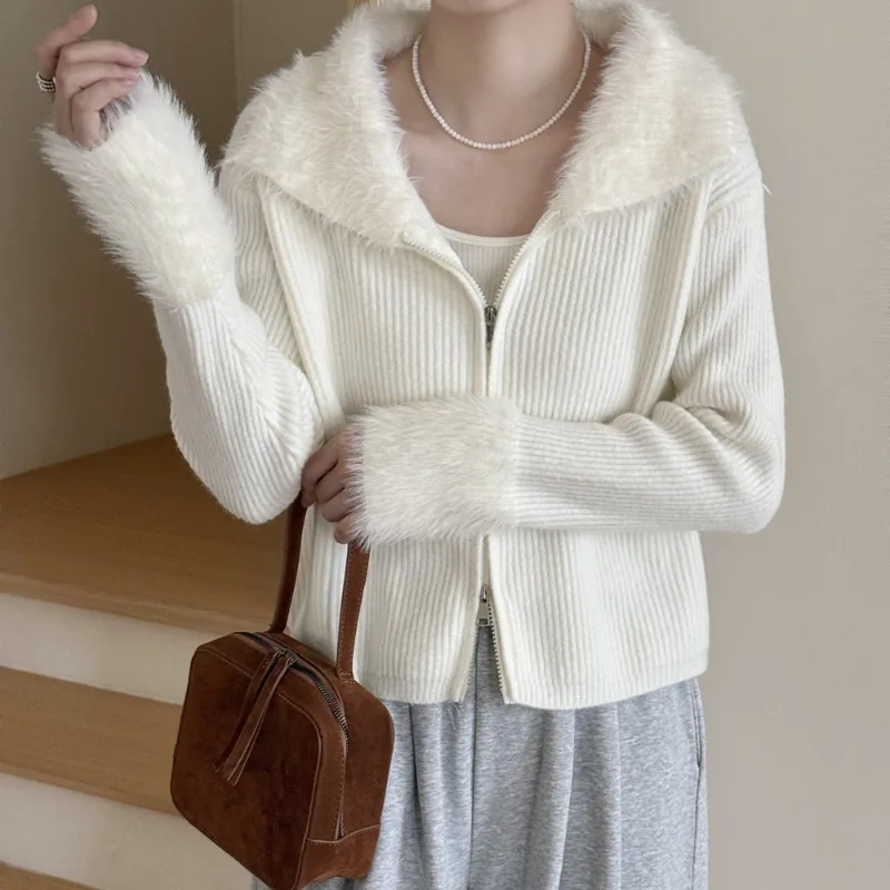 Moda donna manica lunga inverno autunno cardigan maglione tinta unita lavorato a maglia top elegante casual allentato colletto couverture maglieria