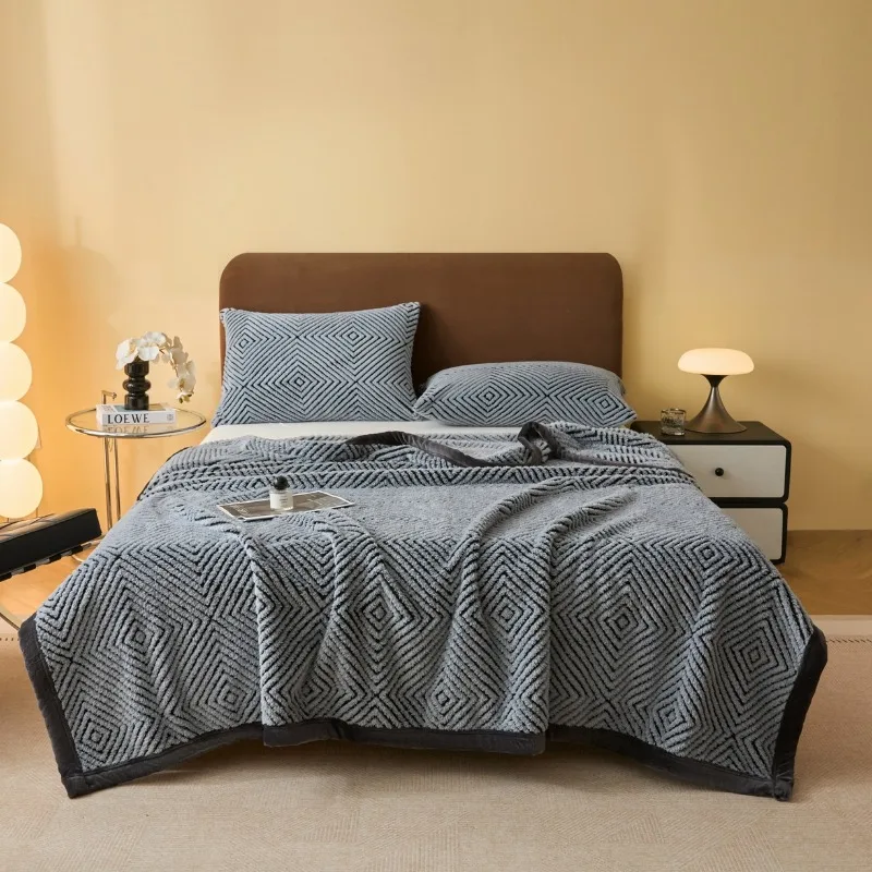 2025 New Warm Sun Fleece Lamb Fleece Blanket Thickened Double Sided Milk Fleece Blanket Office Nap Blanket, No Pillowcase