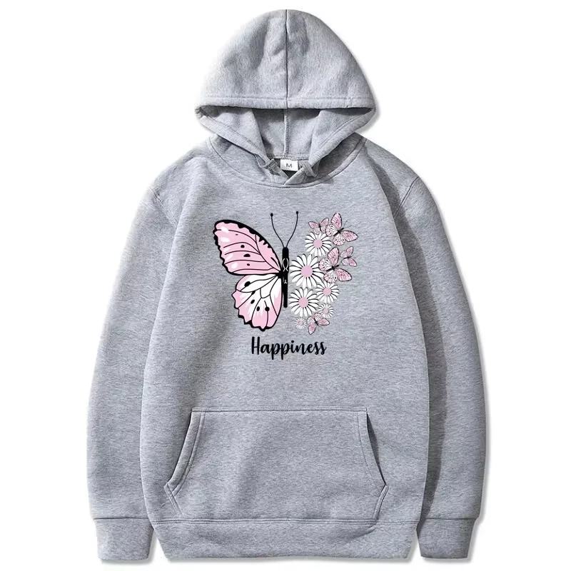 

Men's and Women's Unisex Butterfly Print Pullover Casual Hooded Pocket Sweatshirt Sweatshirt Black S-3XL