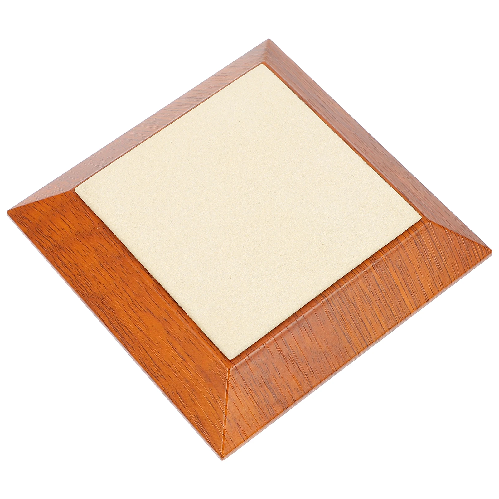

Microfiber Wood Jewelry Display Pad Storage Tray Square Decor Dish Necklace Earring Organizer Desktop Vanity Table Accessory