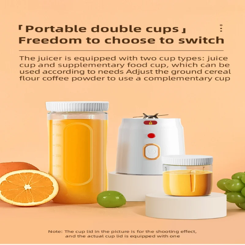 

Portable USB Rechargeable Juicer for Fruits & Veggies, Compact Double Cup Design, Travel, Dorm, Kitchen, Outdoor Use, Lithium Ba