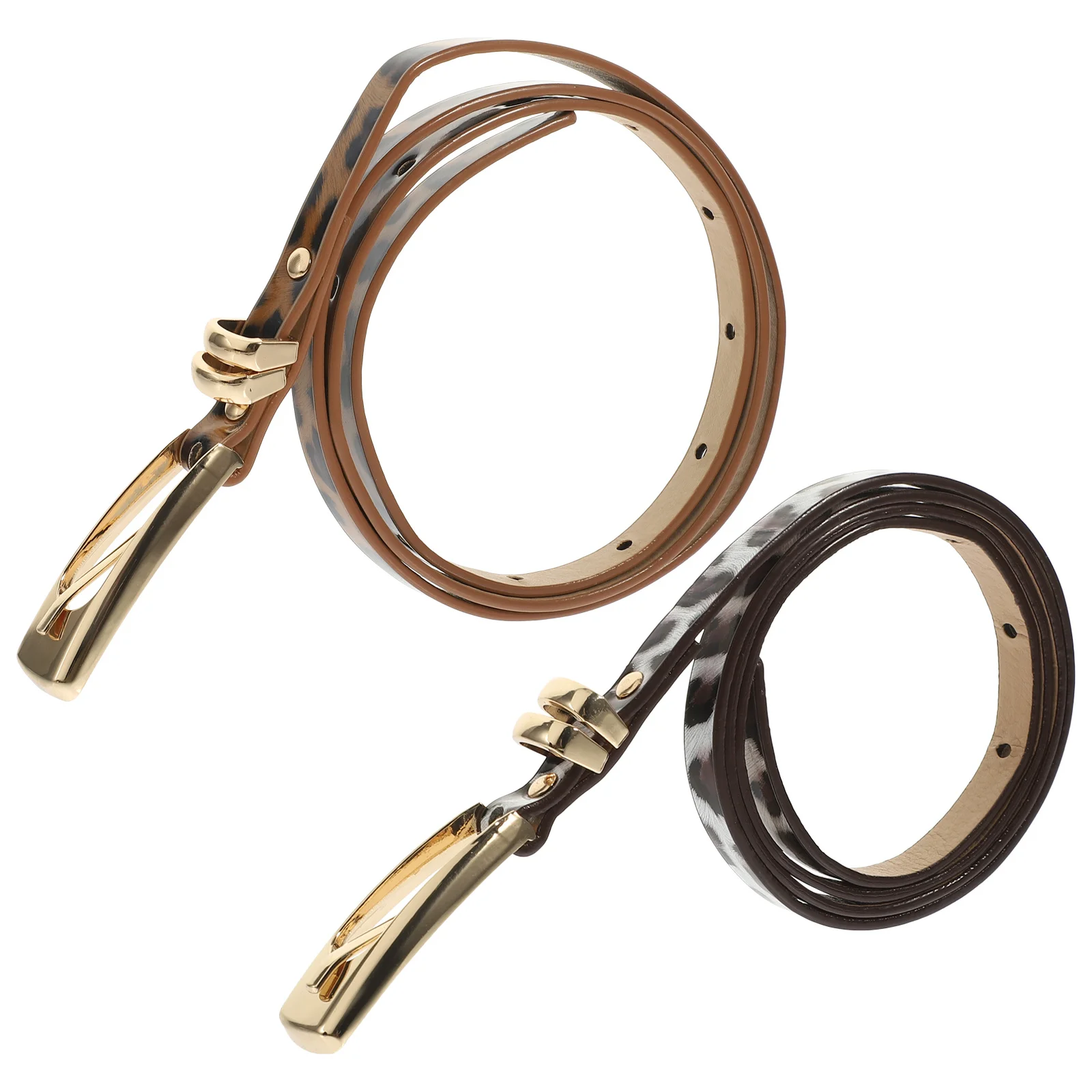 

2Pcs Alloy Buckle Belt Women Fine Waist Belts for Jeans Dress Adjustable Thin Black White Fashion Accessories