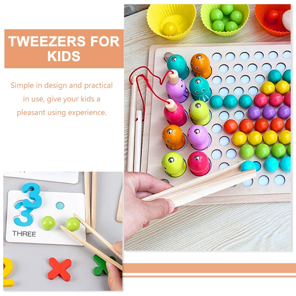 2 Pcs Tweezers Kids for Fine Motor Wooden Practical Tongs Skills Toys