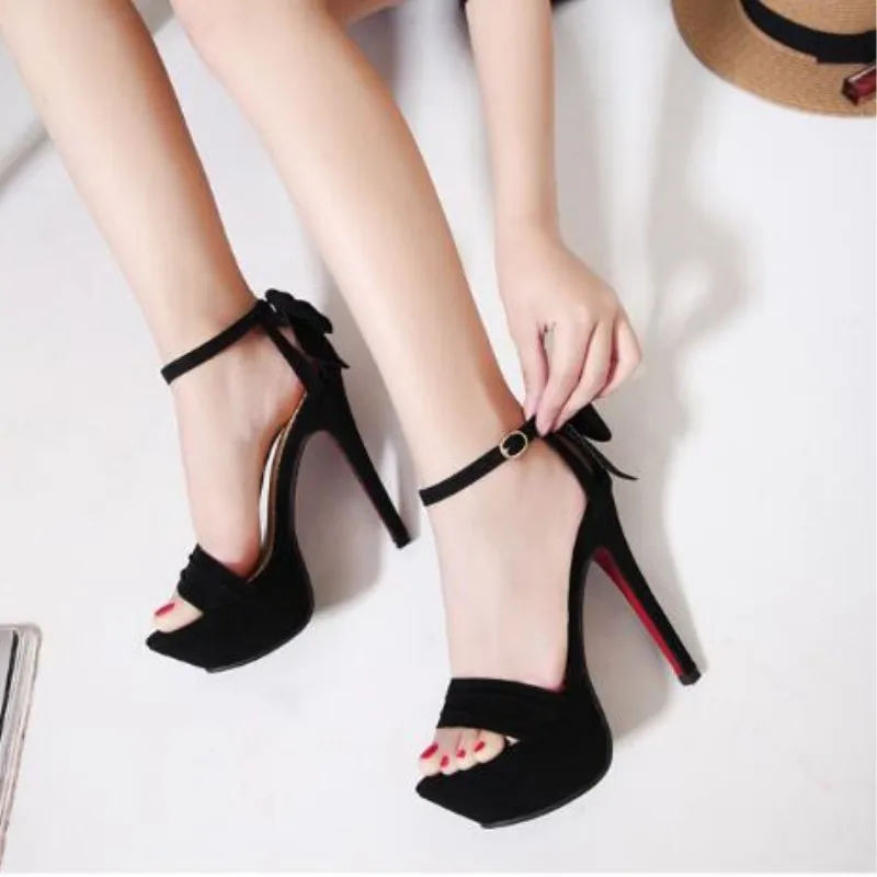 Super High Heels Shoes Platform Heeled Shoes Pumps Women Night Club Thin Heel Sexy Peep Toe High Heels 12cm Ultrahigh Sandals