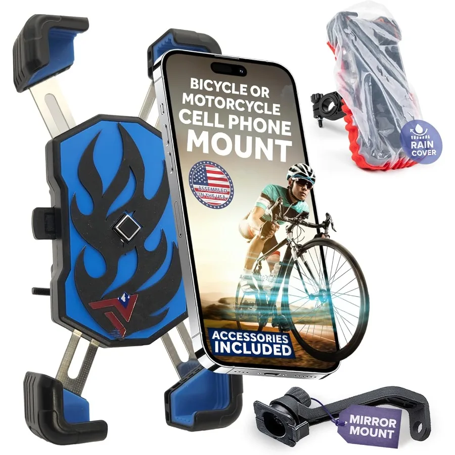 

Bike Phone Holder for Motorcycle and ATV Accessories with Mirror Mount and Rain Cover Universal Cell Phone Mount Compatible wit