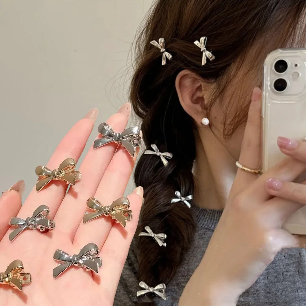 1 قطع الأزياء الفضة اللون القوس دبابيس الشعر لطيف حجم صغير Bowkont ذيل حصان حامل فتاة الانفجارات المشابك #1