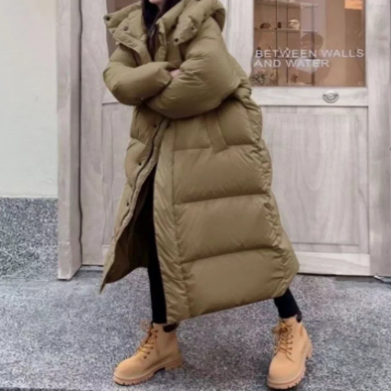 

Mid-length women's down jacket high-grade winter new loose warm jacket white down jacket