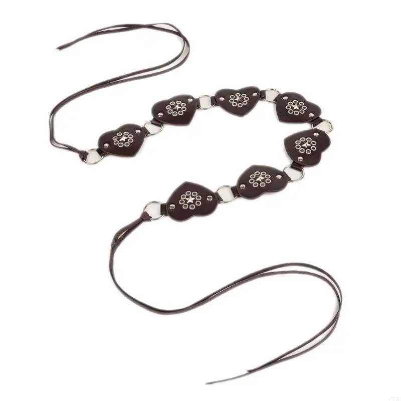 C71F حار فتاة رعاة البقر التعادل حزام الخصر حزام الخصر المعدني القلب لفساتين الجينز #5