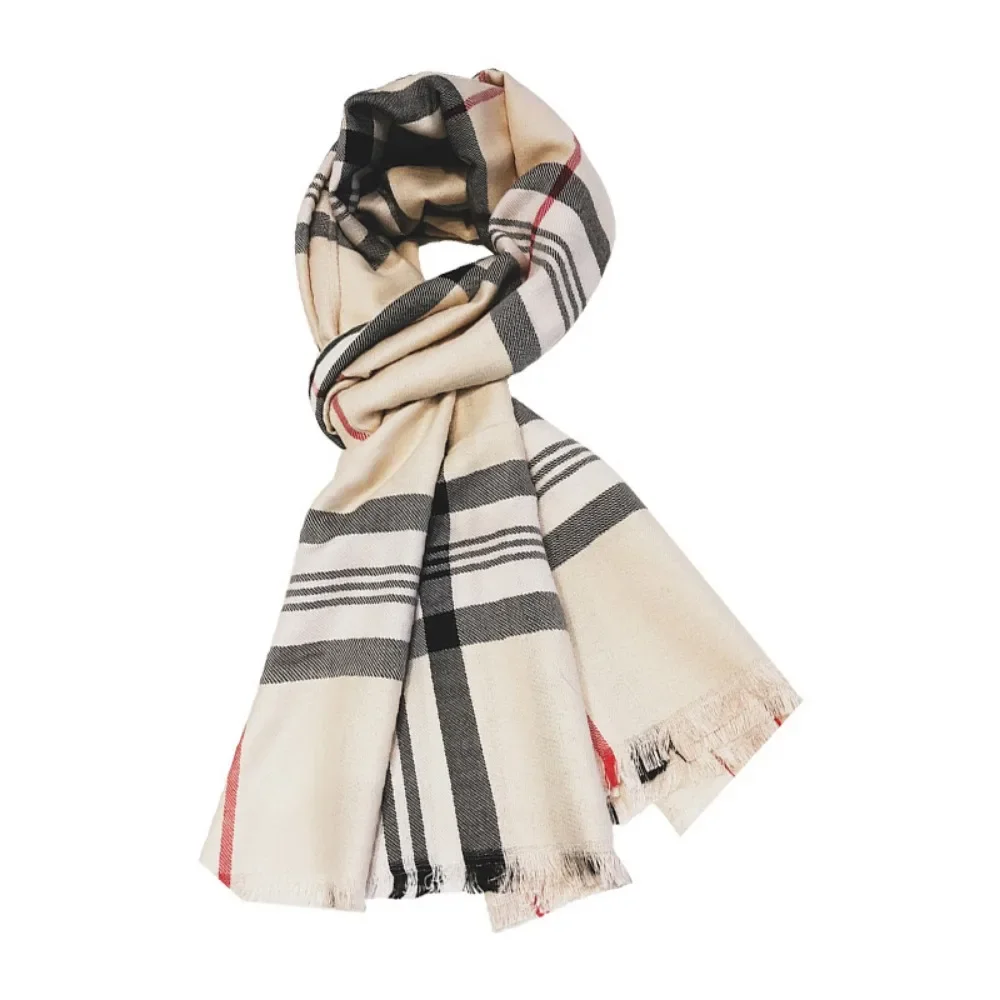 2025 popular autumn and winter classic British plaid scarf, cotton imitation cashmere scarf, women's scarf dual-use new product