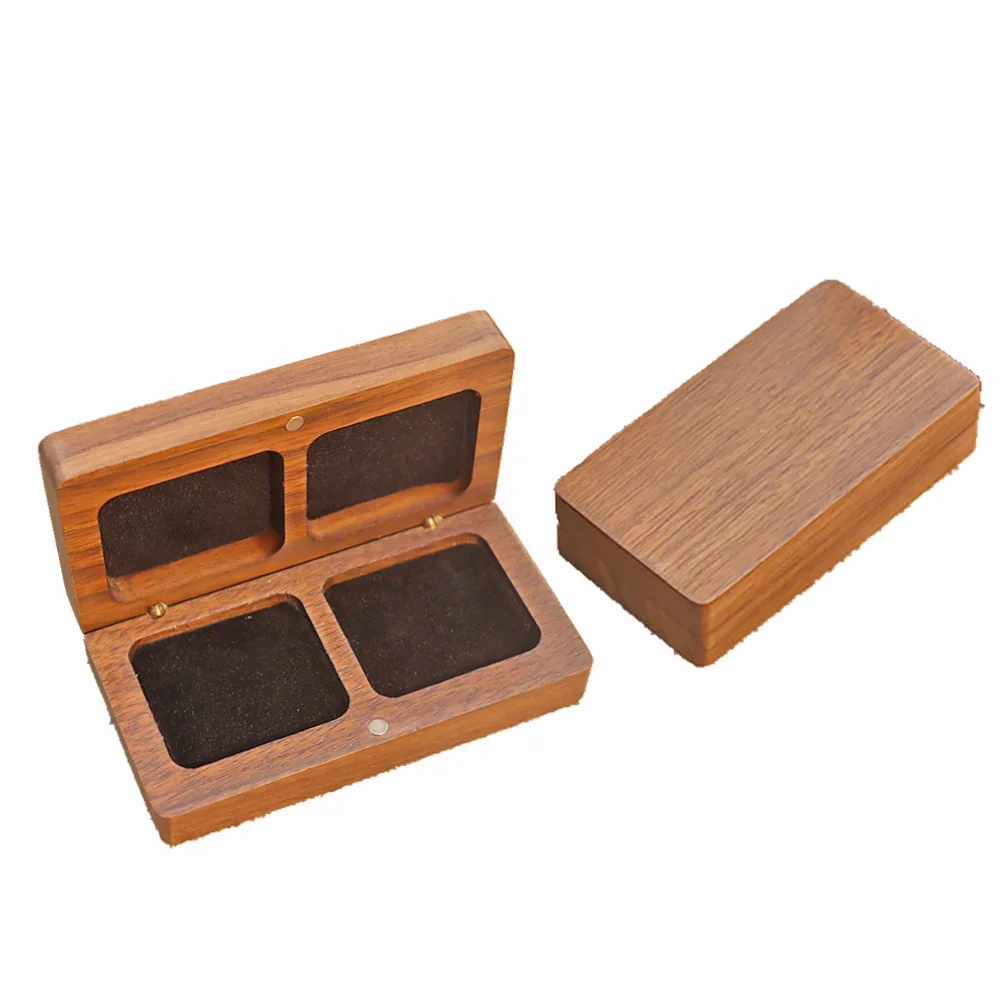 

High-Quality Black Walnut Wooden Jewelry Box for Couples' Rings with Customizable Engraving Options Organizer Box