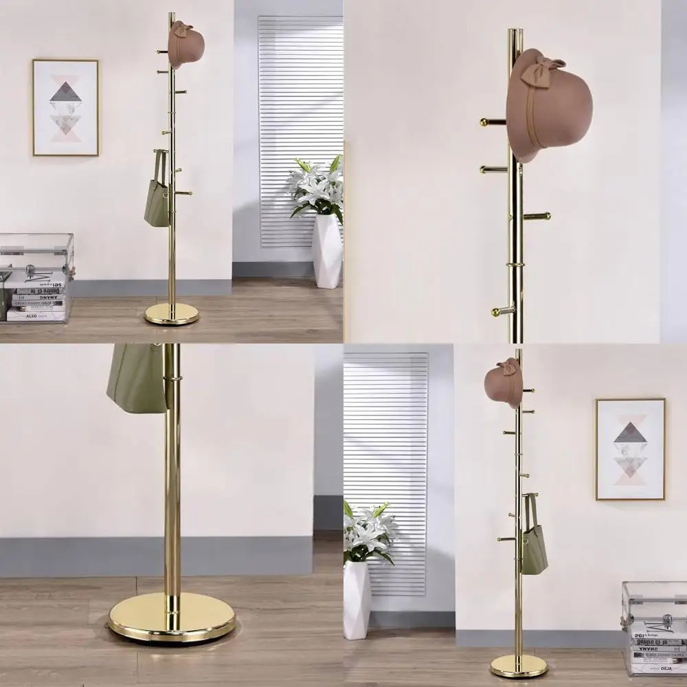 معطف شجرة بمدخل 8 خطاف وحامل حامل للقبعة، لمسة نهائية من النحاس #1