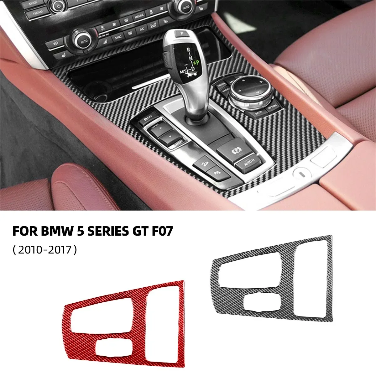 For BMW 5 Series GT F07 2010-2017 Carbon Fiber Car Central Control Gear Shift Panel Decorative Car Sticker Accessoire Voiture