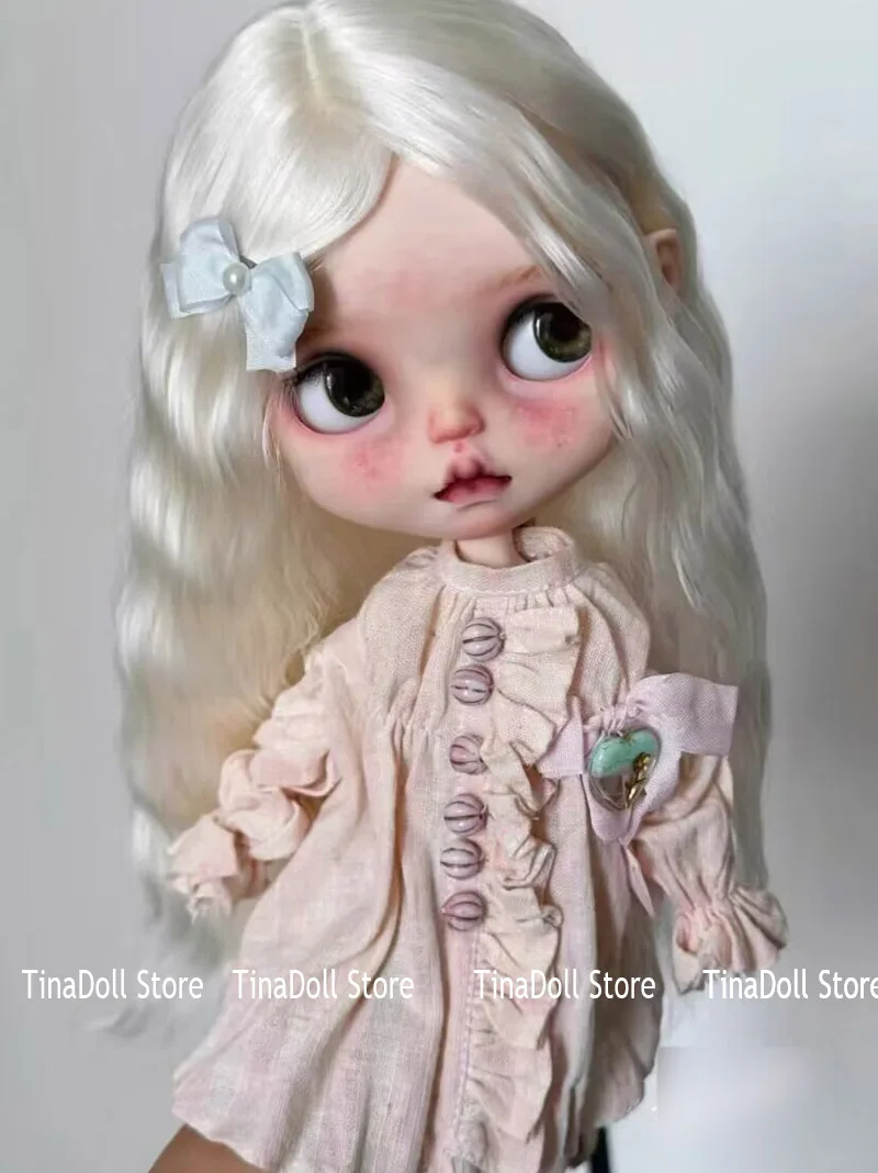 (TinaDoll Store）high quality promotional price  2026  Small wave long hair style mohair Wigs for blythe 9-10 inch head