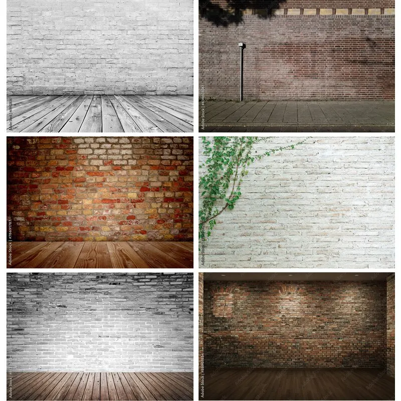 

SHUOZHIKE Art Fabric Vintage Brick Wall Wooden Floor Photography Backdrops Photo Background Studio Prop ZXX-31