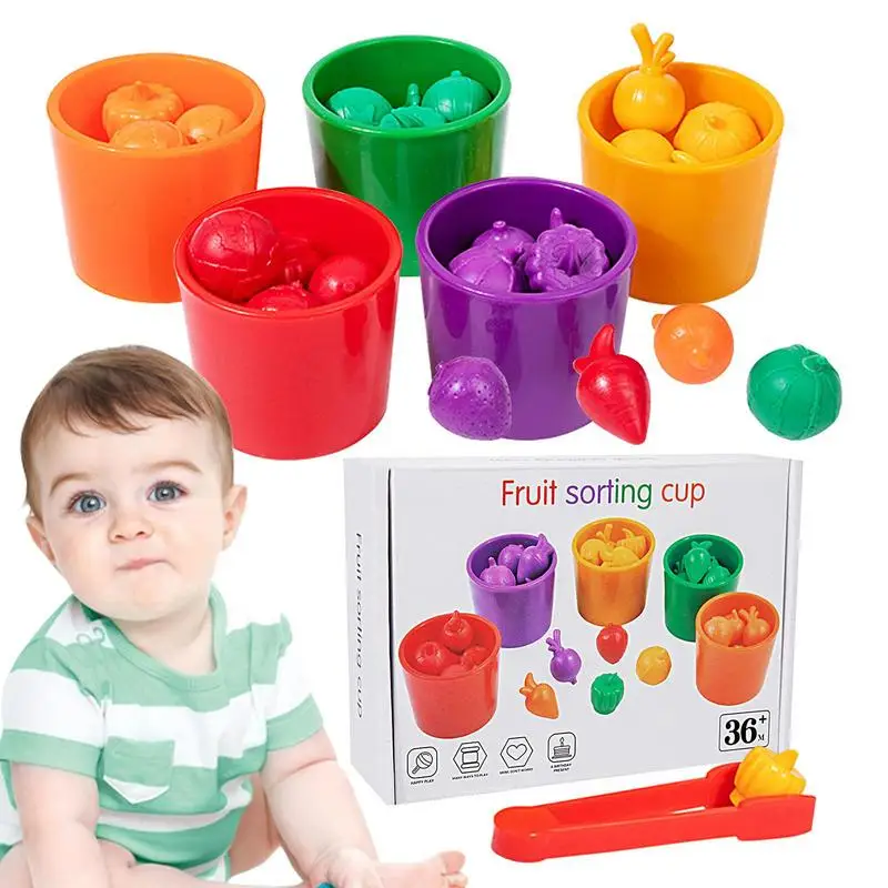 

Vegetable And Fruit Color Shape Sorter Toys Color Sorting And Matching Game Classification Cup Toys For Early Education