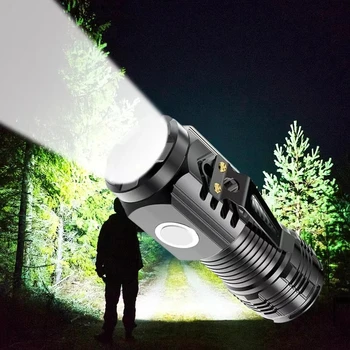 LED Strong Light Flashlight Rechargeable Multi functional for Long Range Portable Outdoor Home Mini Flashlight Cap Clip Light 1